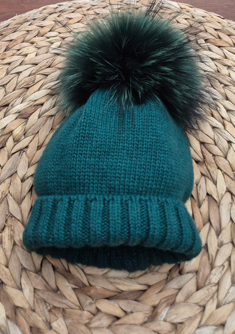 Cappello con pompon in volpe