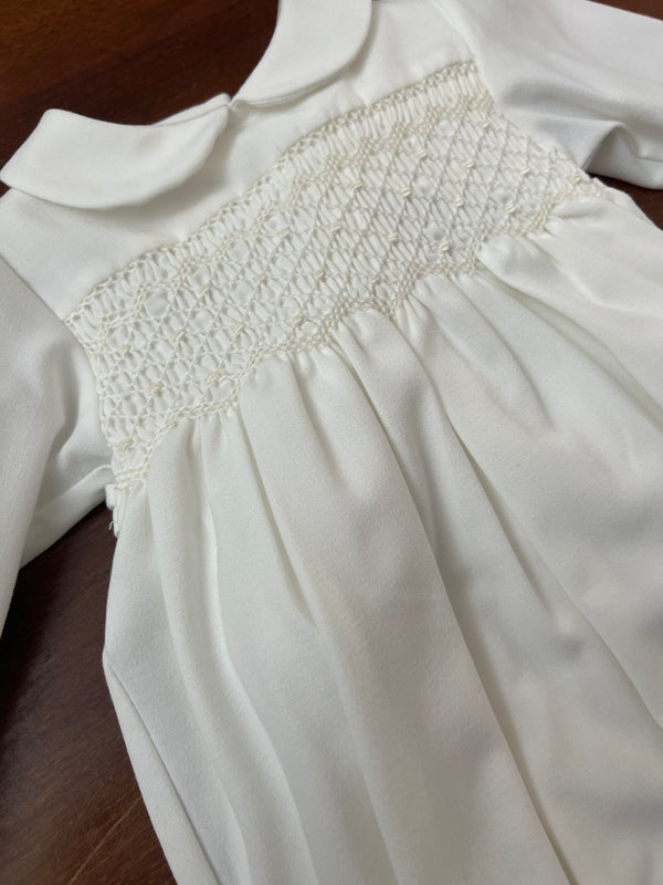 Pagliaccetto battesimale in punto smock