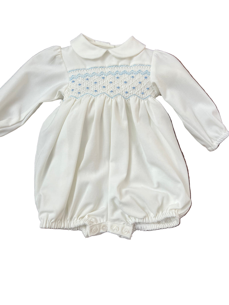 Pagliaccetto battesimale punto smock in flanella