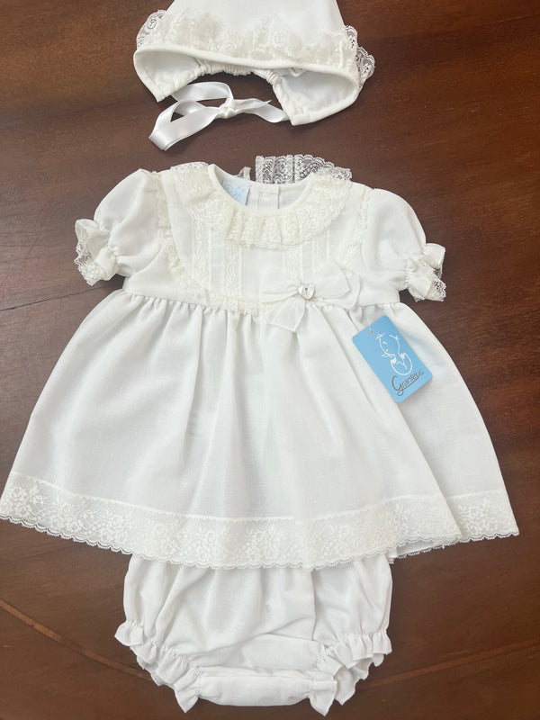 Completo battesimale con culotte e cuffia
