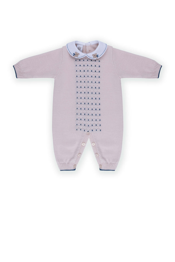 Tutina in pura lana ricamata con cappellino e babbucce