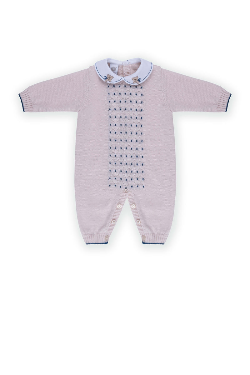 Tutina in pura lana ricamata con cappellino e babbucce