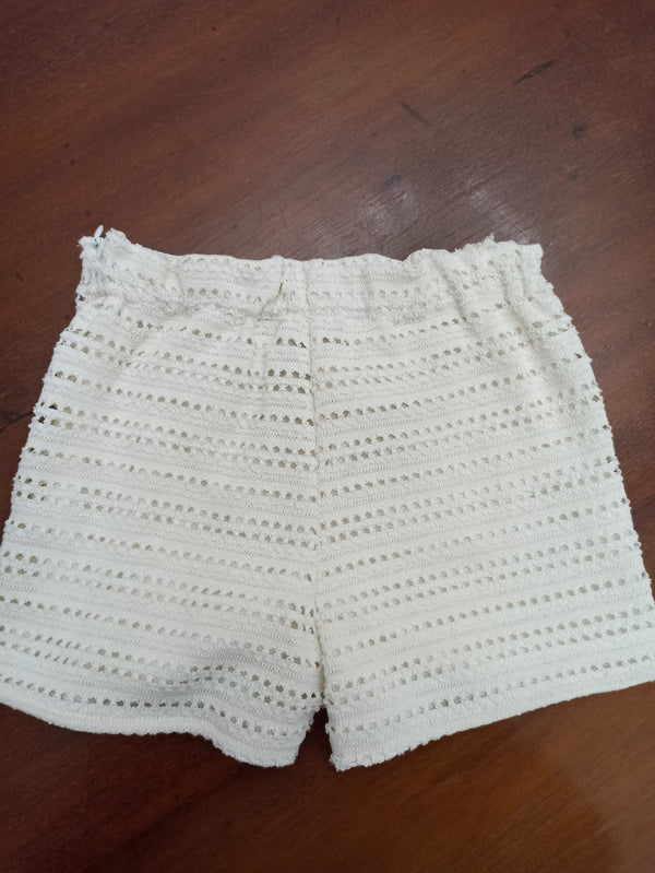 Shorts bimba in maglia traforata