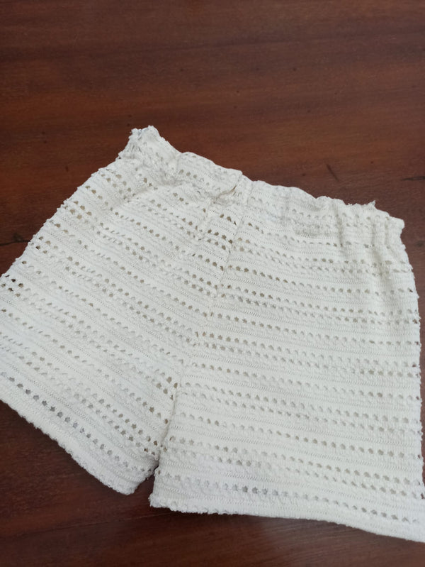 Shorts bimba in maglia traforata