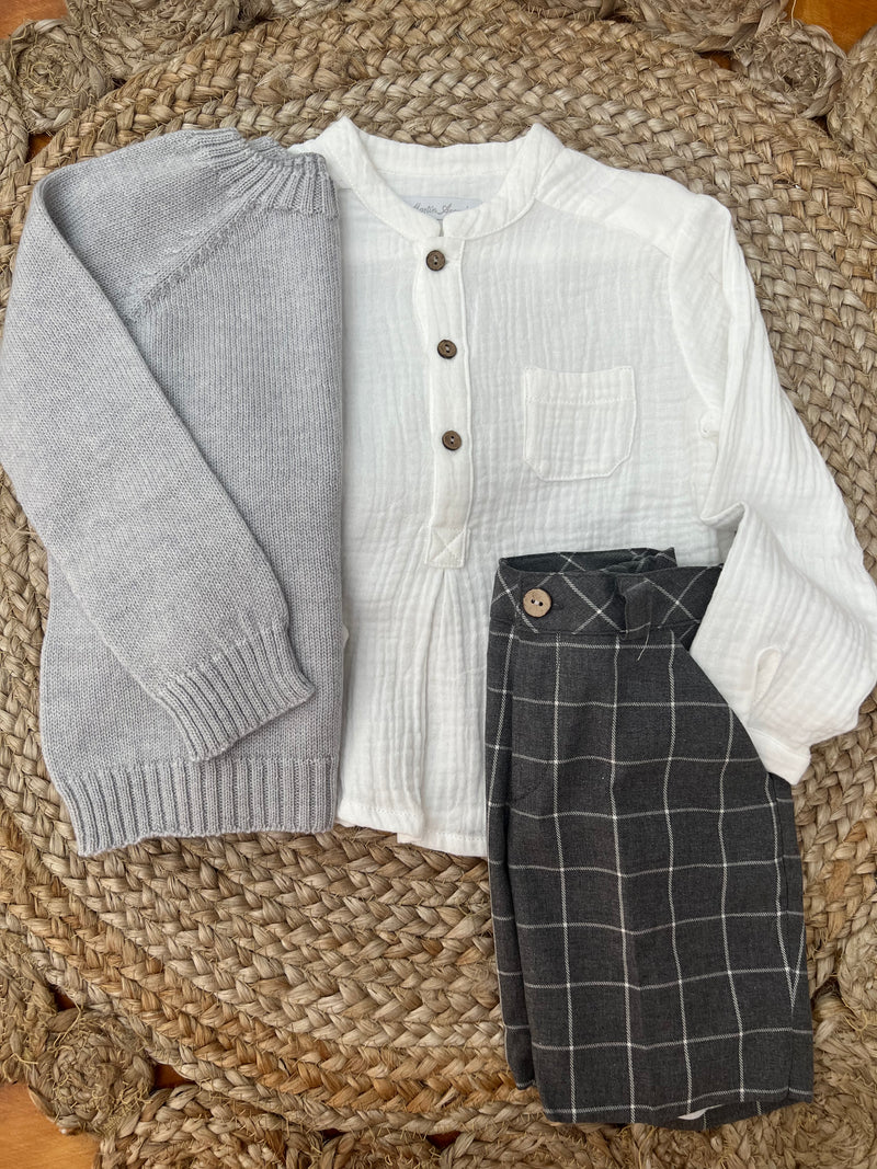 Completo camicia in garza + pantaloncino a quadri