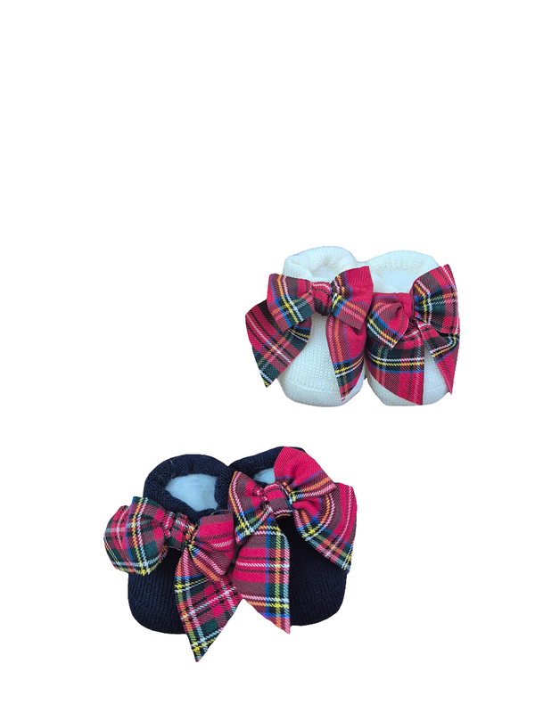 Babbucce in pura lana con fiocco scozzese