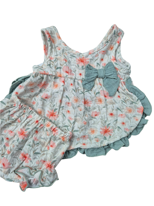 Completo con culotte in cotone garzato a fantasia