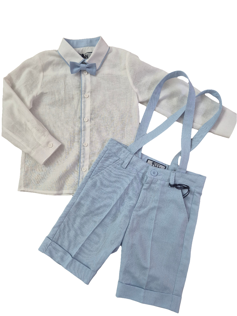Completo elegante camicia salopette e papillon