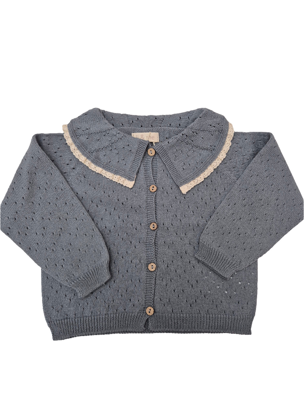 Cardigan in cotone organico traforato