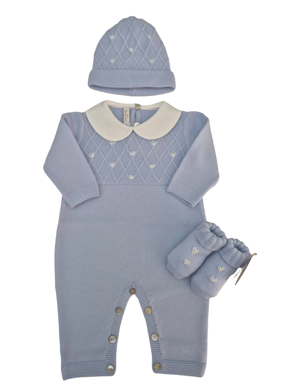 Tutina in pura lana con cappellino e babbucce