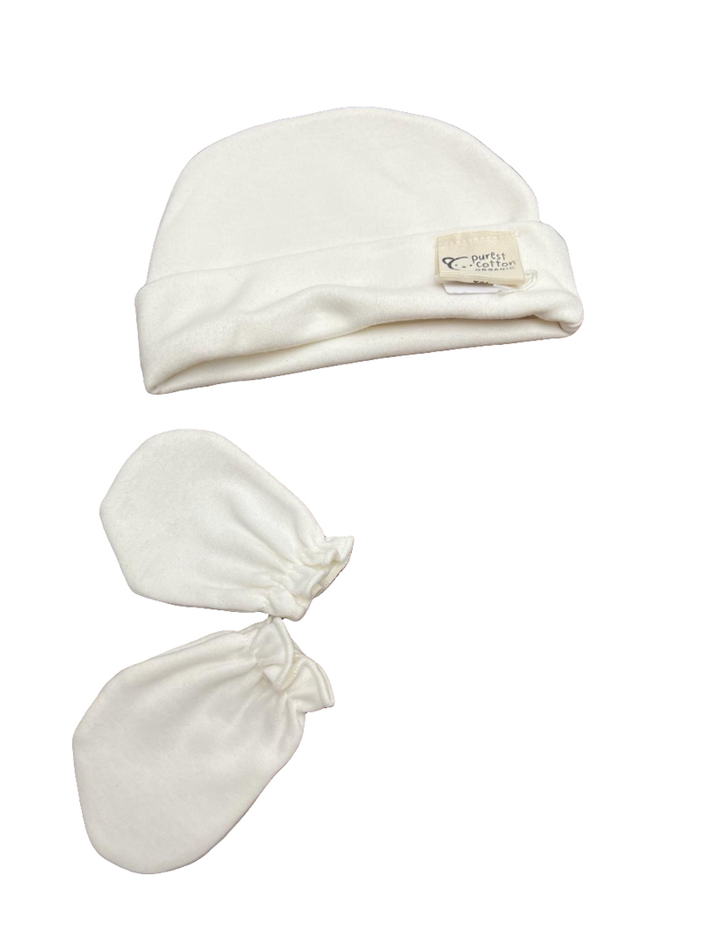 Set Cappellino e muffole in cotone organico