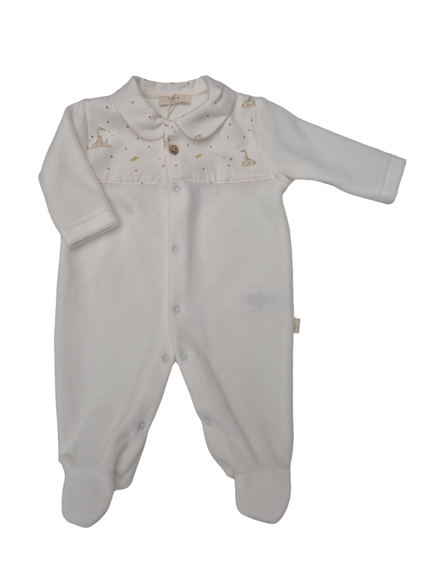 Tutina in ciniglia e cotone interlock paperelle