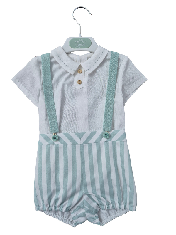 Completo salopette righe in cotone