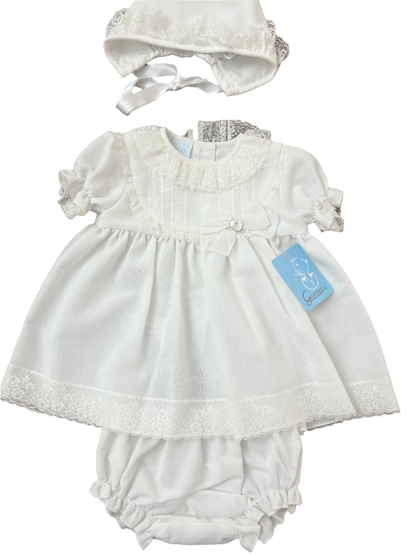 Completo battesimale con culotte e cuffia