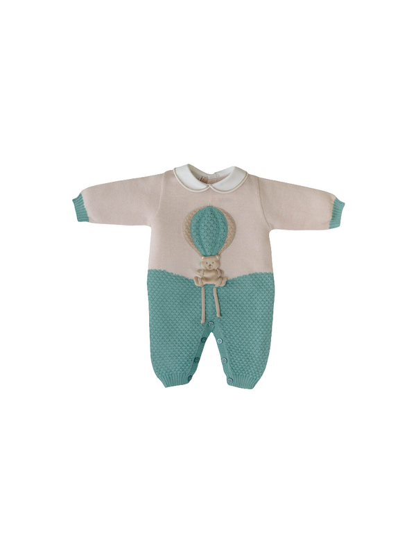 Tutina in pura lana mongolfiera con cappellino e babbucce