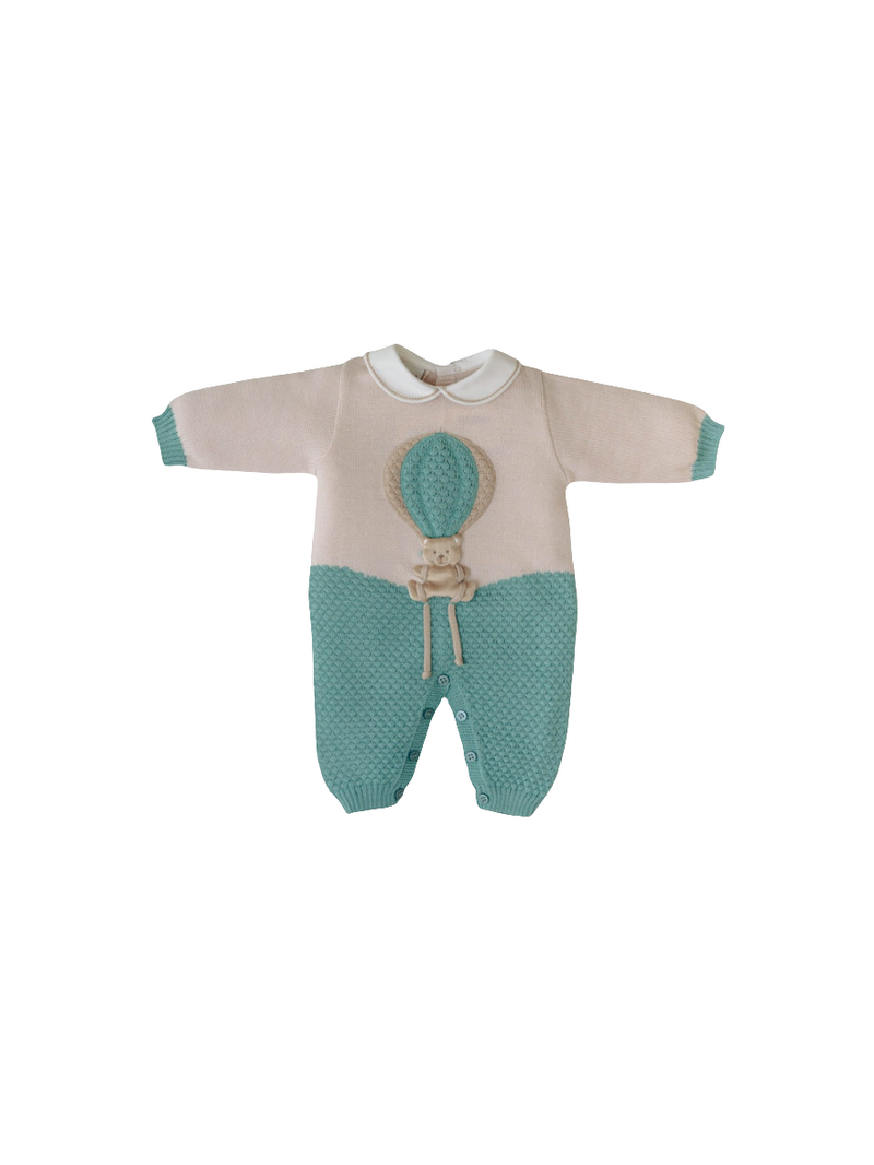 Tutina in pura lana mongolfiera con cappellino e babbucce