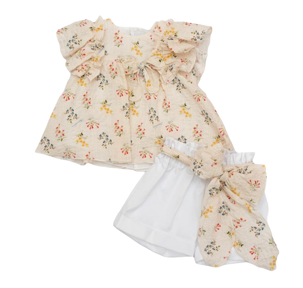 Completo blusa e pantaloncino floreale