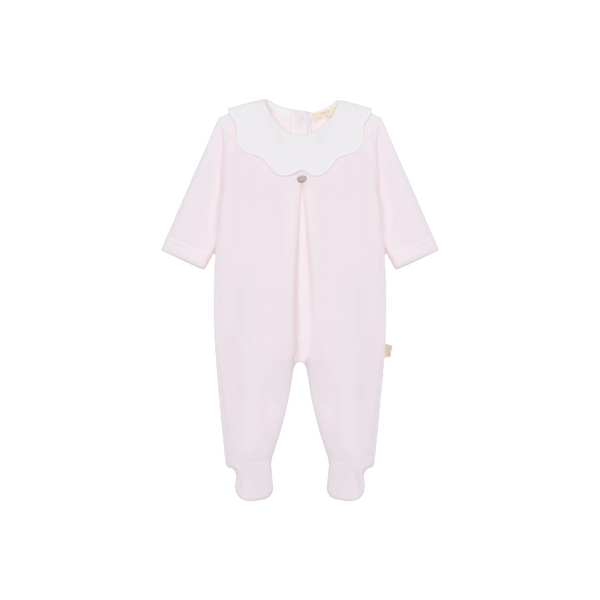 Tutina in ciniglia con colletto a smerlo