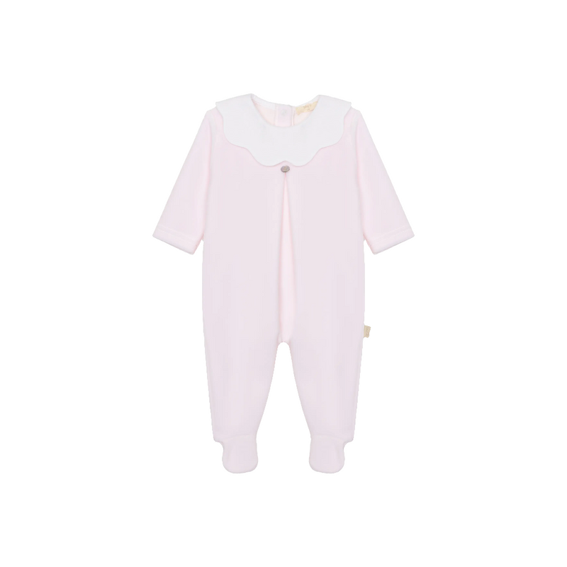 Tutina in ciniglia con colletto a smerlo