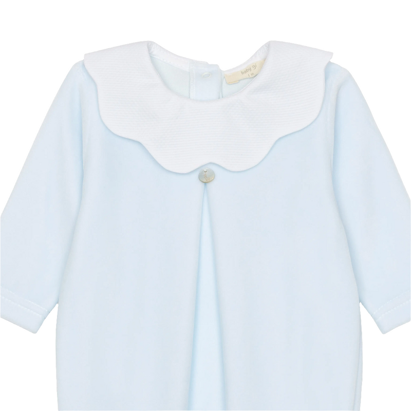 Tutina in ciniglia con colletto a smerlo