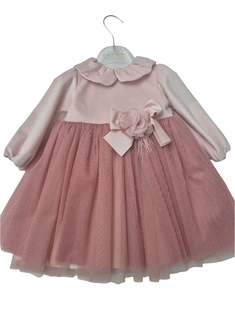 Abito elegante in velluto e tulle