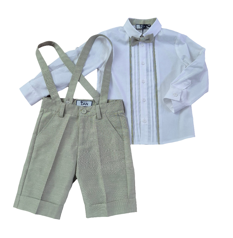 Completo elegante camicia  salopette e papillon