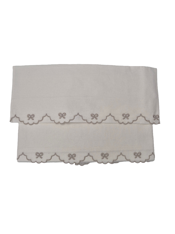 Set lenzuola 3 pezzi in cotone fiocchetti