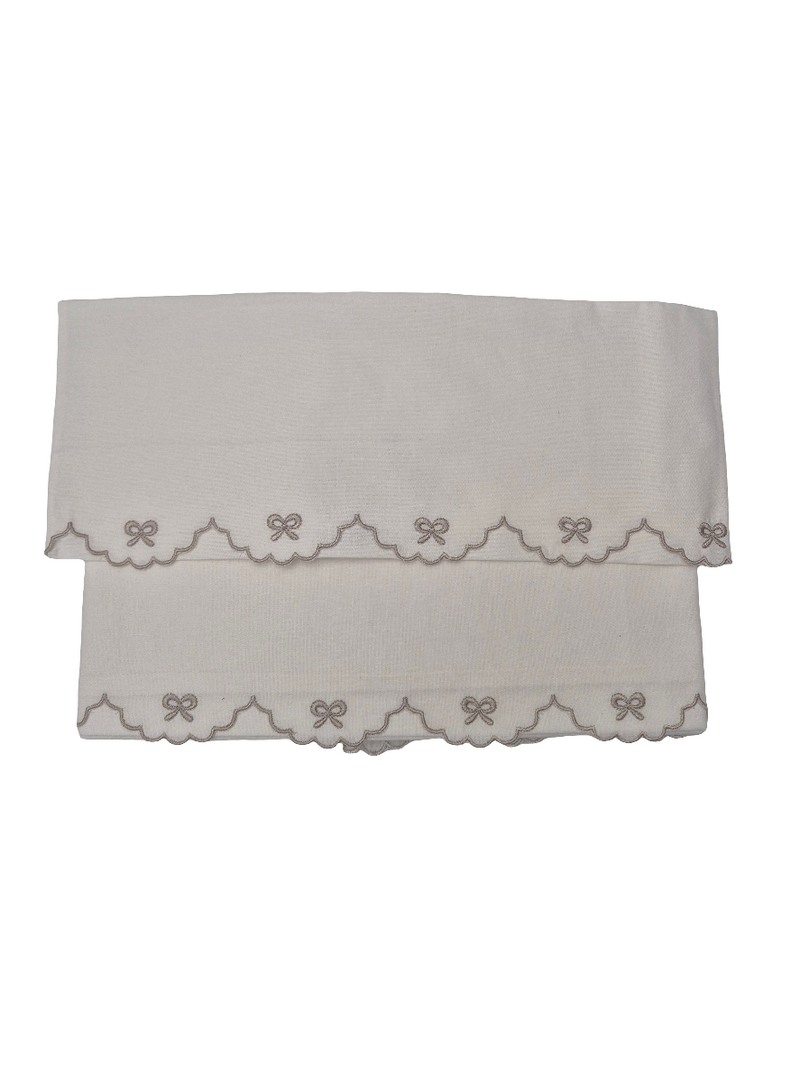 Set lenzuola 3 pezzi in cotone fiocchetti