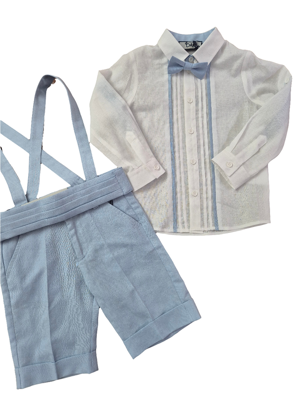 Completo elegante camicia salopette e papillon