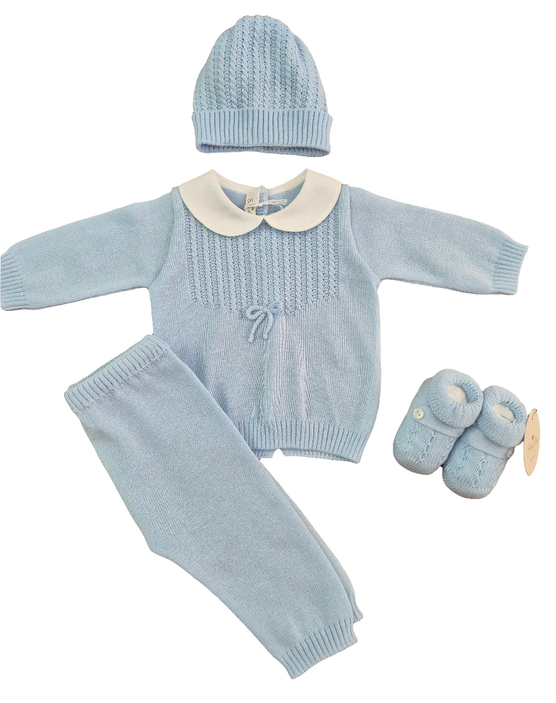 Completo 2 pezzi treccia con cappellino e babbucce