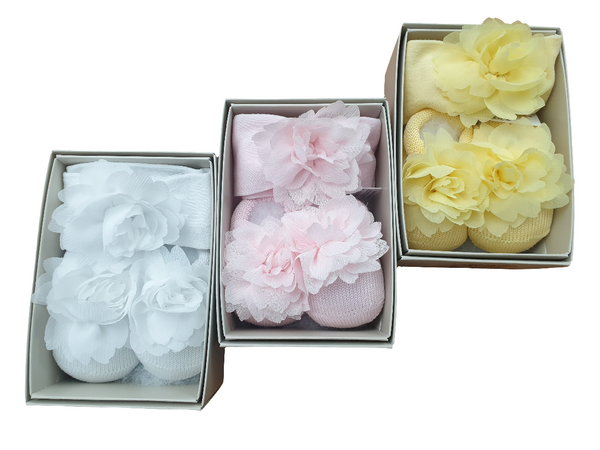 Fascia e babbucce in filo con fiore