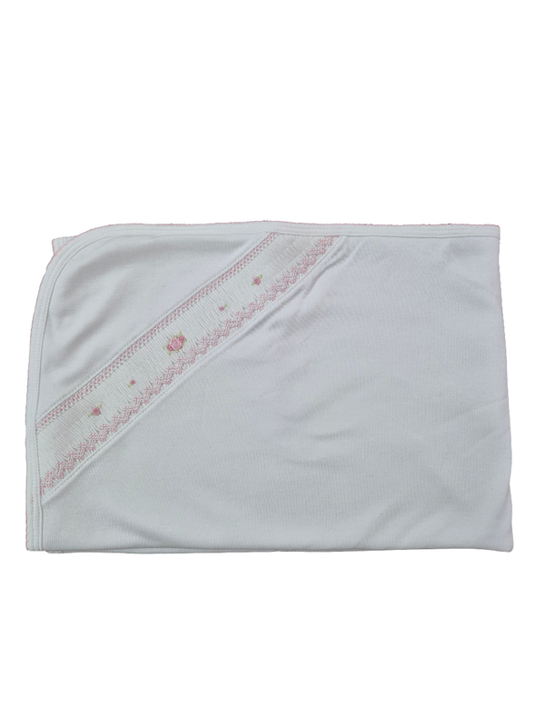 Coperta punto smock in cotone roselline