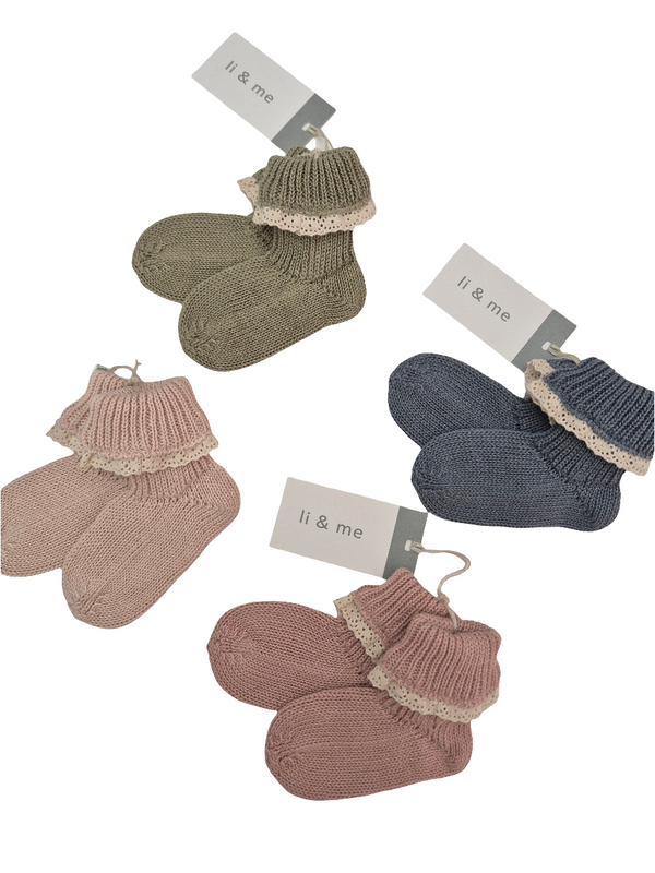 Babbucce con merletto in cotone organico vari colori