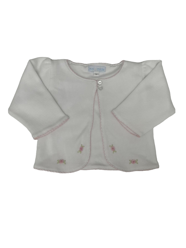 Cardigan in cotone pima con roselline
