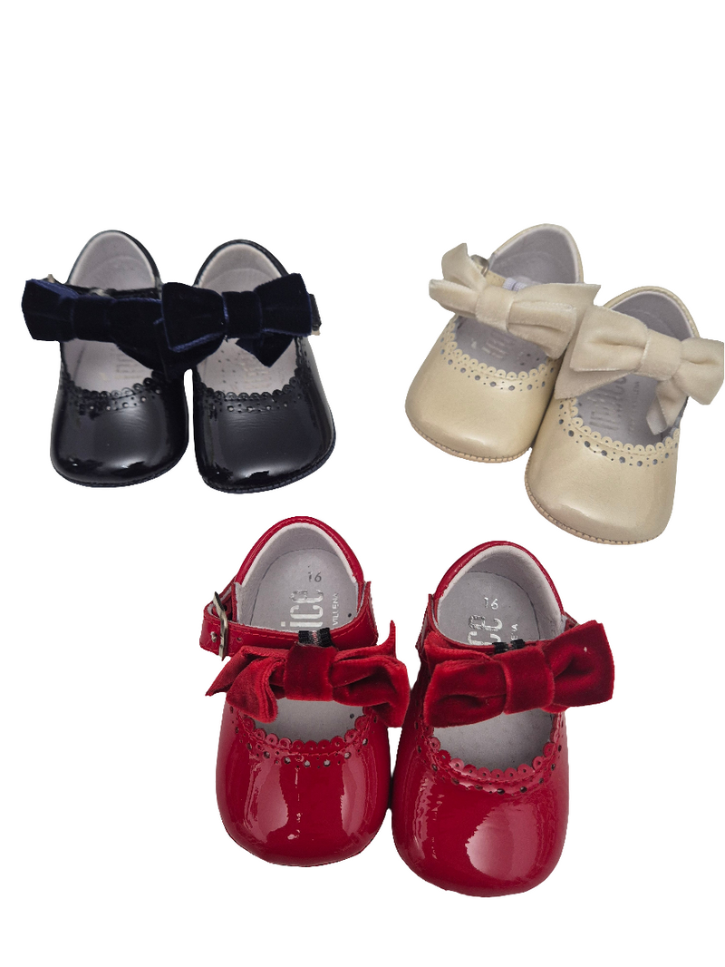 Ballerine culla lucide con fiocco in velluto vari colori