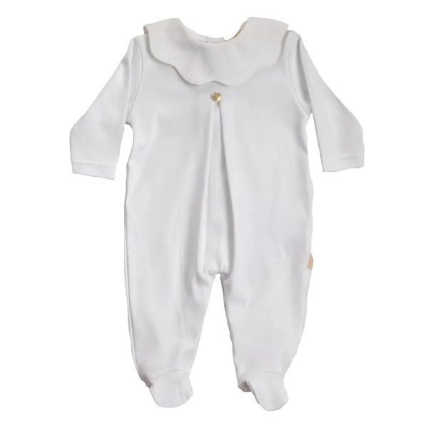 Tutina in cotone con colletto a smerlo