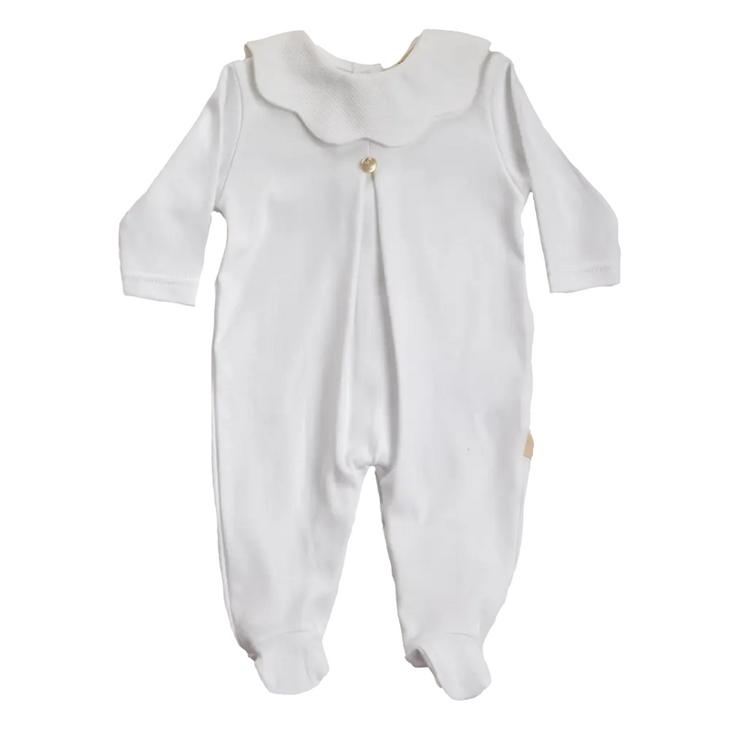 Tutina in cotone con colletto a smerlo