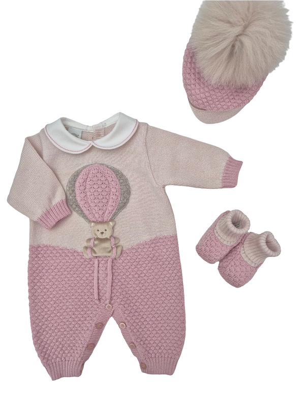 Tutina in pura lana mongolfiera con cappellino e babbucce