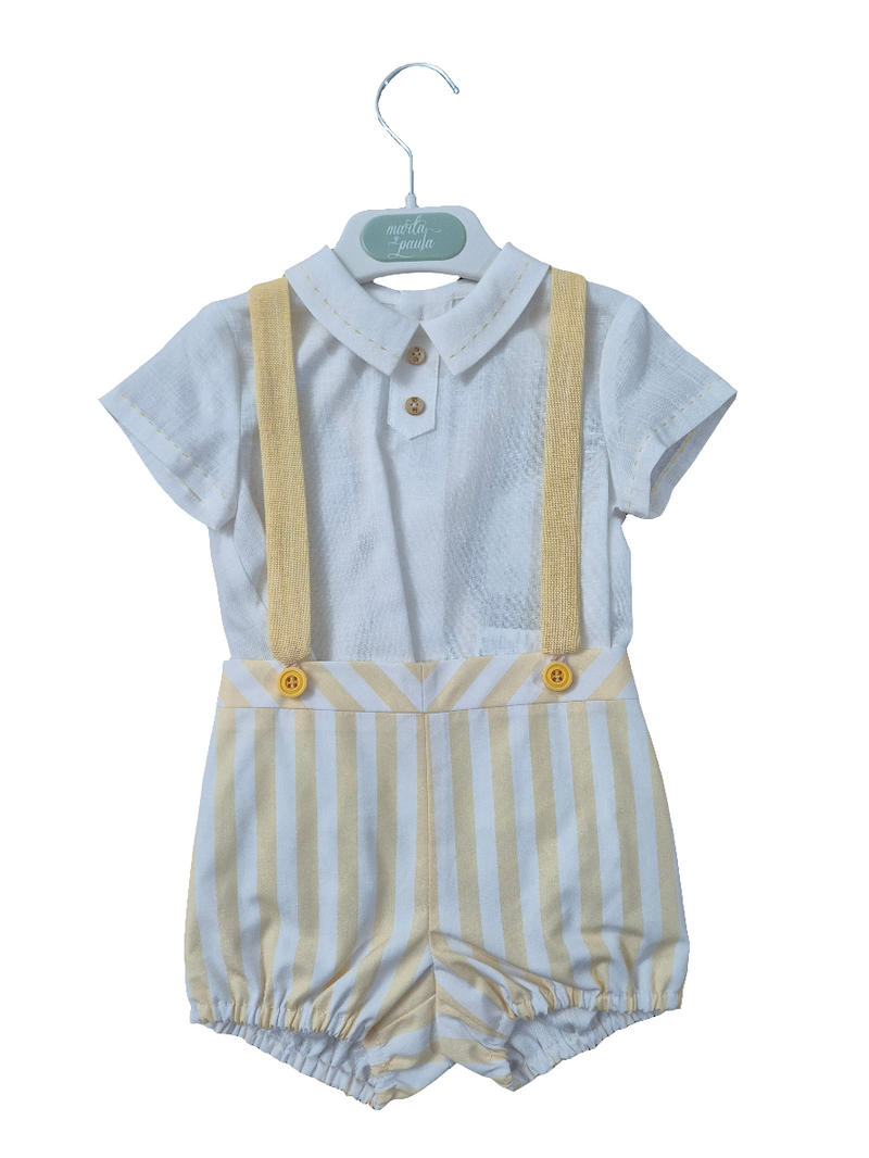 Completo salopette righe in cotone