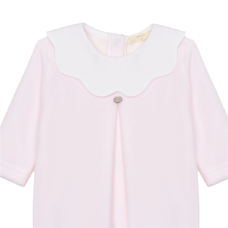 Tutina in ciniglia con colletto a smerlo