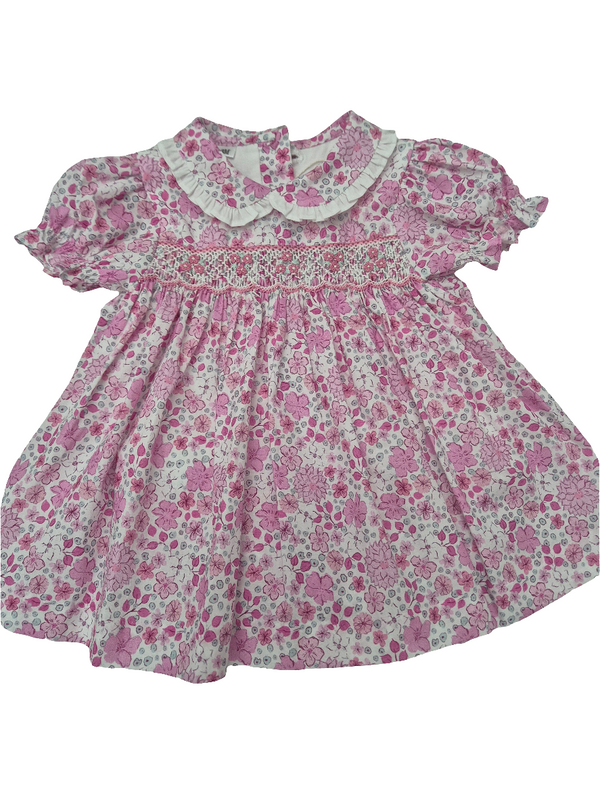 Vestito a body in cotone punto smock