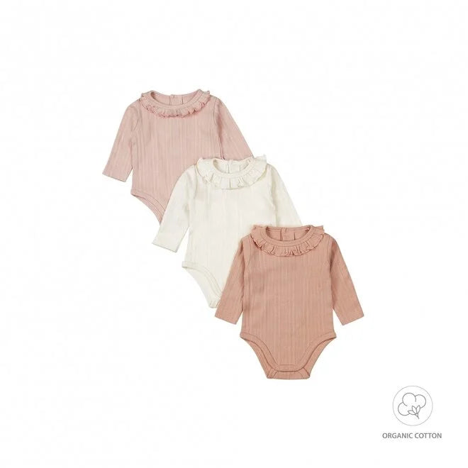 Body con colletto rouche in cotone organico vari colori