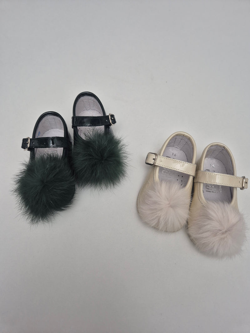 Ballerine culla lucide con pom pon vari colori