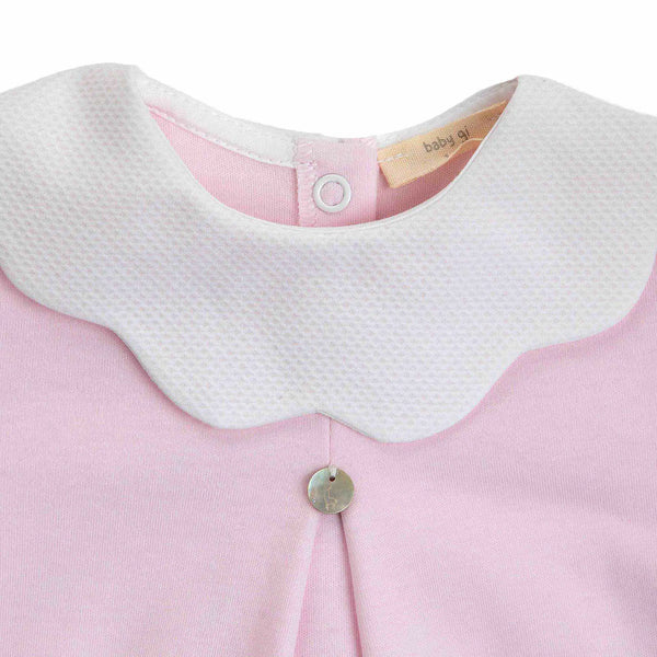Tutina in cotone con colletto a smerlo