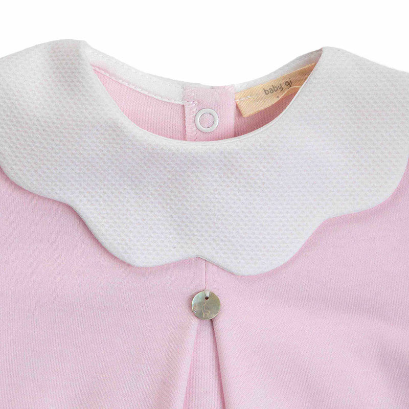Tutina in cotone con colletto a smerlo