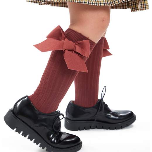 Calze lunghe a coste con fiocco vari colori