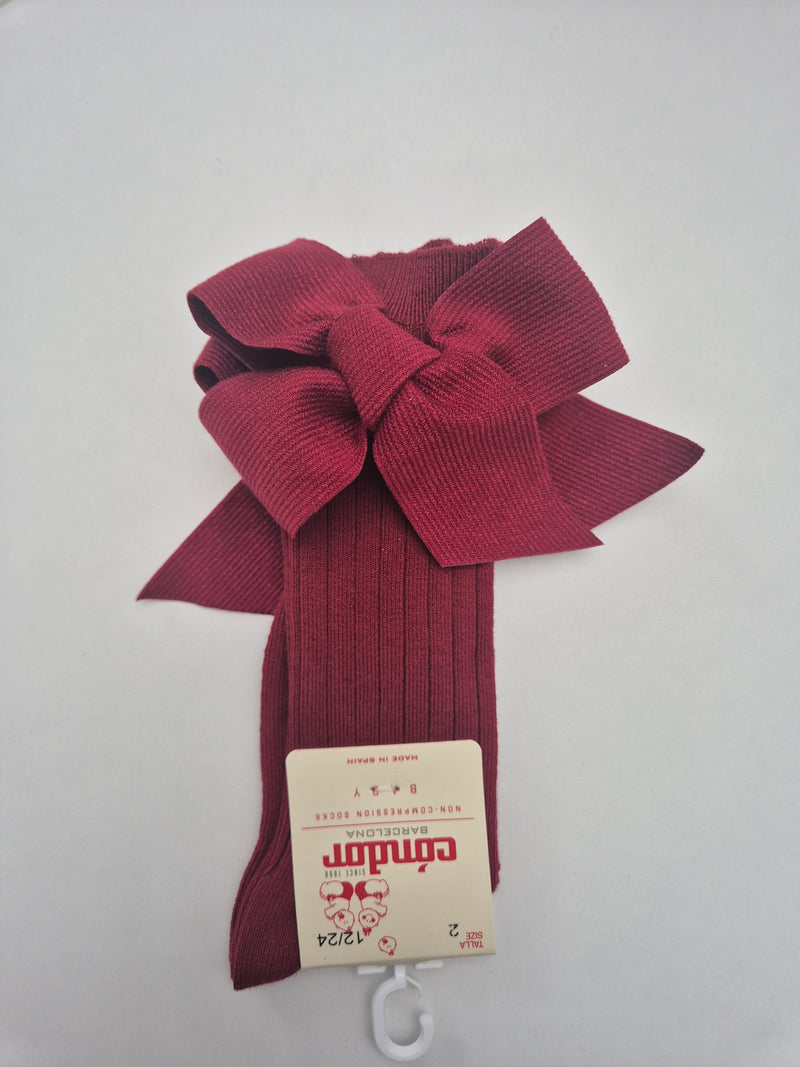 Calze lunghe a coste con fiocco vari colori