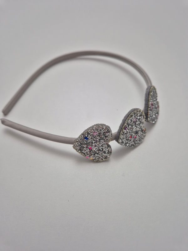 Cerchietto con 3 cuoricini glitterati vari colori