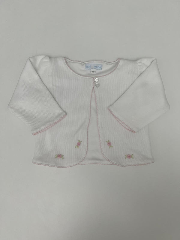 Cardigan in cotone pima con roselline