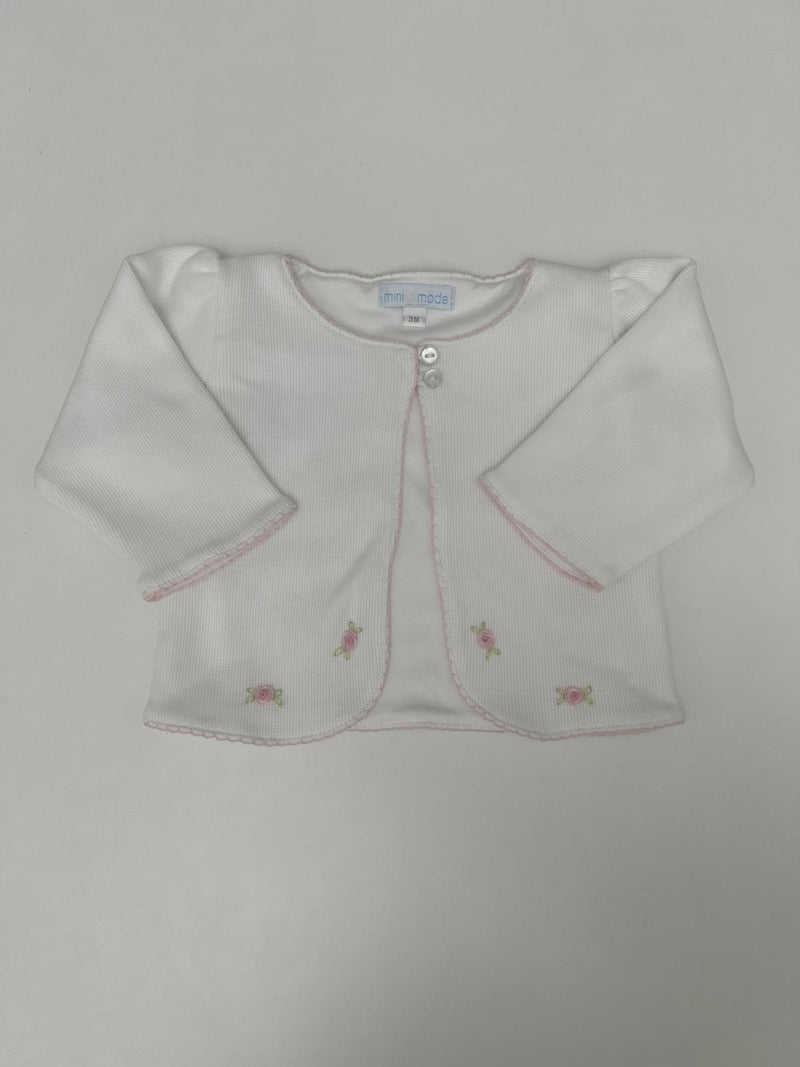 Cardigan in cotone pima con roselline